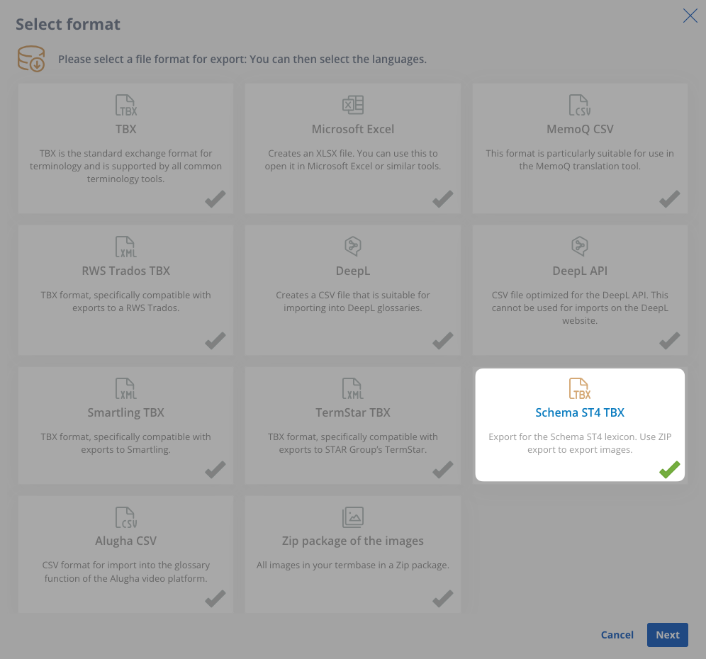 The Schema ST4 TBX export format 